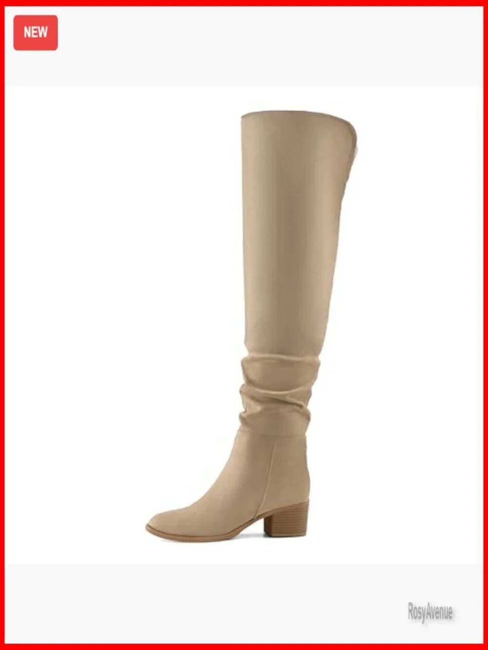 Women's Over The Knee Boots Chunky Block Heel Pointed Toe Slouchy Side Zipper
